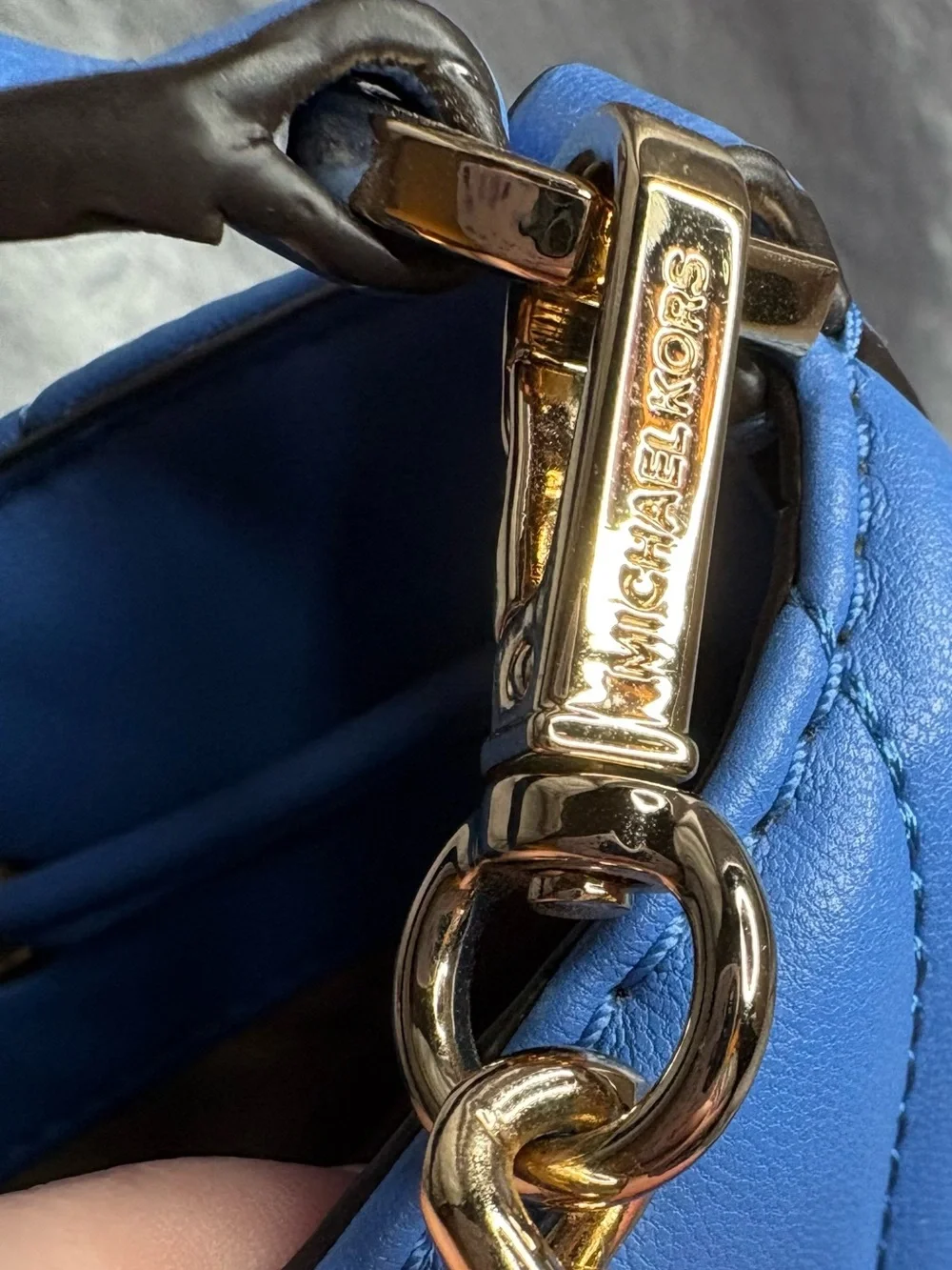 Michael Kors Bright Blue Quilted Leather Drawstring Shoulder Bag